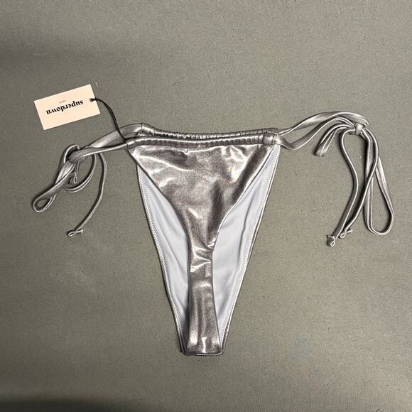 superdown Women's Silver Danae Tie Side Bikini Bottoms M‎ - Picture 3 of 12